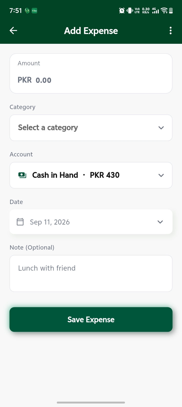 Add Expense form